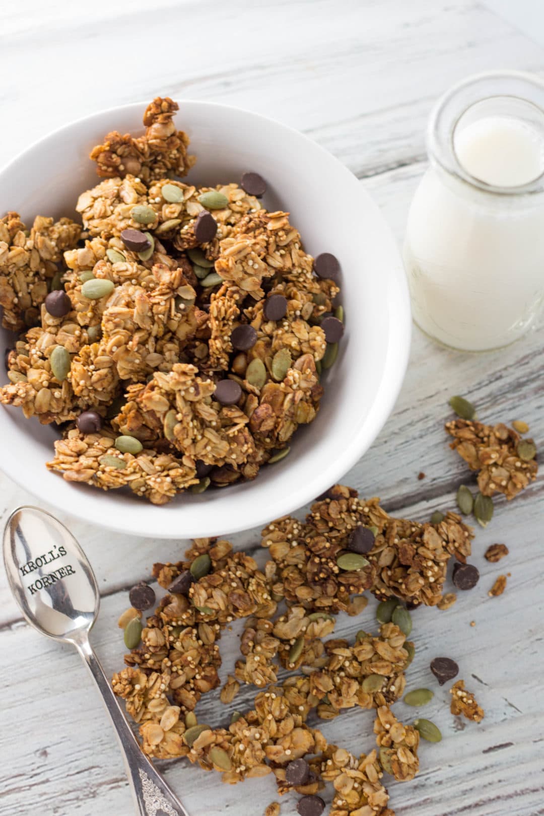 Pumpkin Season Is BACK! It is easy and fun to make homemade granola and you get to control the added sugars too! |Krollskorner.com