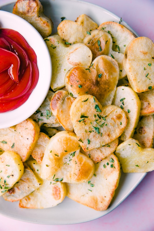 potatoes cut in the shape of hearts