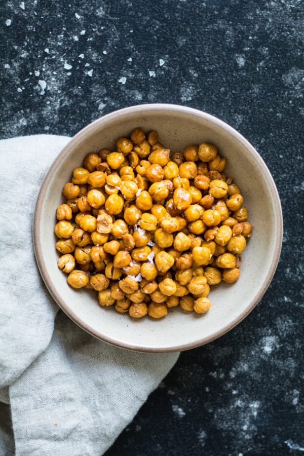 Roasted Chickpeas with Salt - perfect snack or top on salads! krollskorner.com