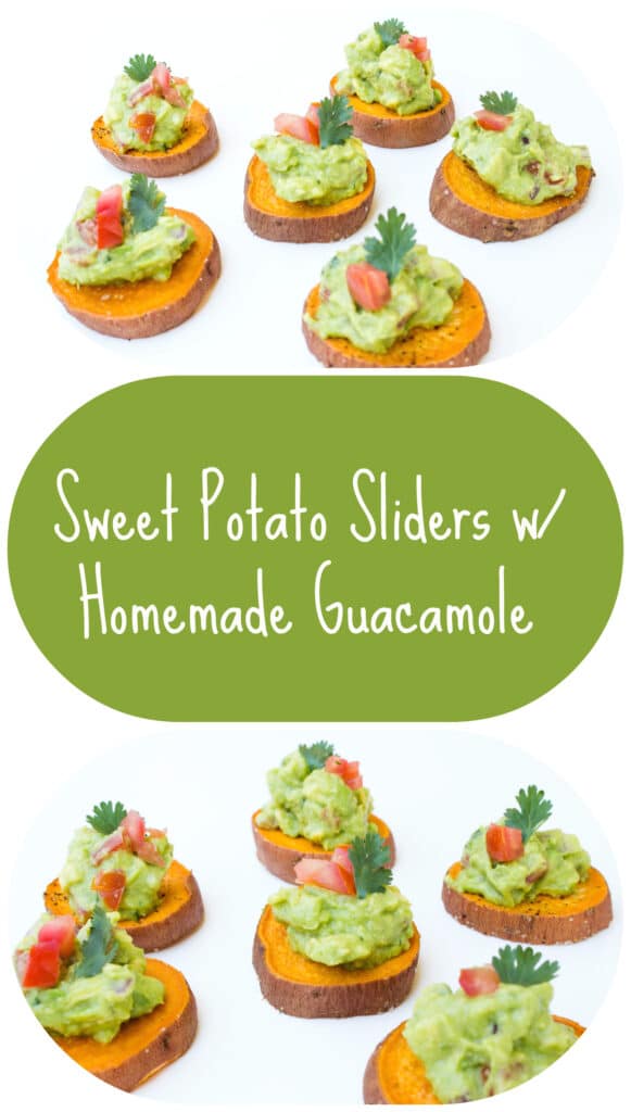 Sweet Potato Sliders with Homemade Guacamole! https://krollskorner.com/recipes/sweet-potato-sliders-with-homemade-guacamole/