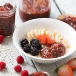 Berry Balsamic Chia Seed Jam is my new JAM! Spread this chia seed jam on toast or top it on your morning oatmeal bowl for a boost of flavor and nutrients! |Krollskorner.com