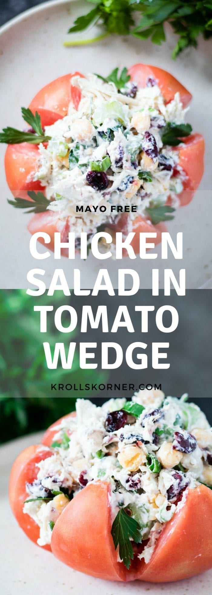 Mayo-Free Chicken Salad in Tomato Wedge - Kroll's Korner