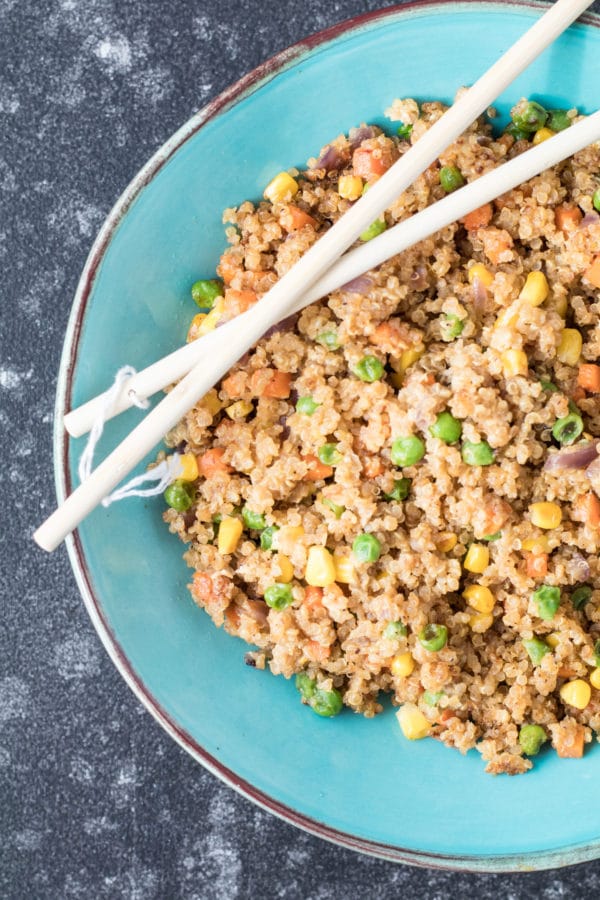 Quinoa Fried Rice is a fun alternative to the typical fried rice and will give you a boost of protein and fiber! Krollskorner.com