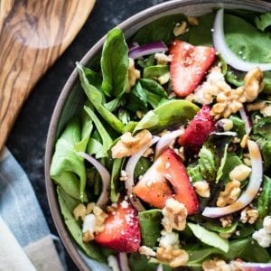 Strawberry Basil Salad - refreshing and perfect for Summer! krollskorner.com