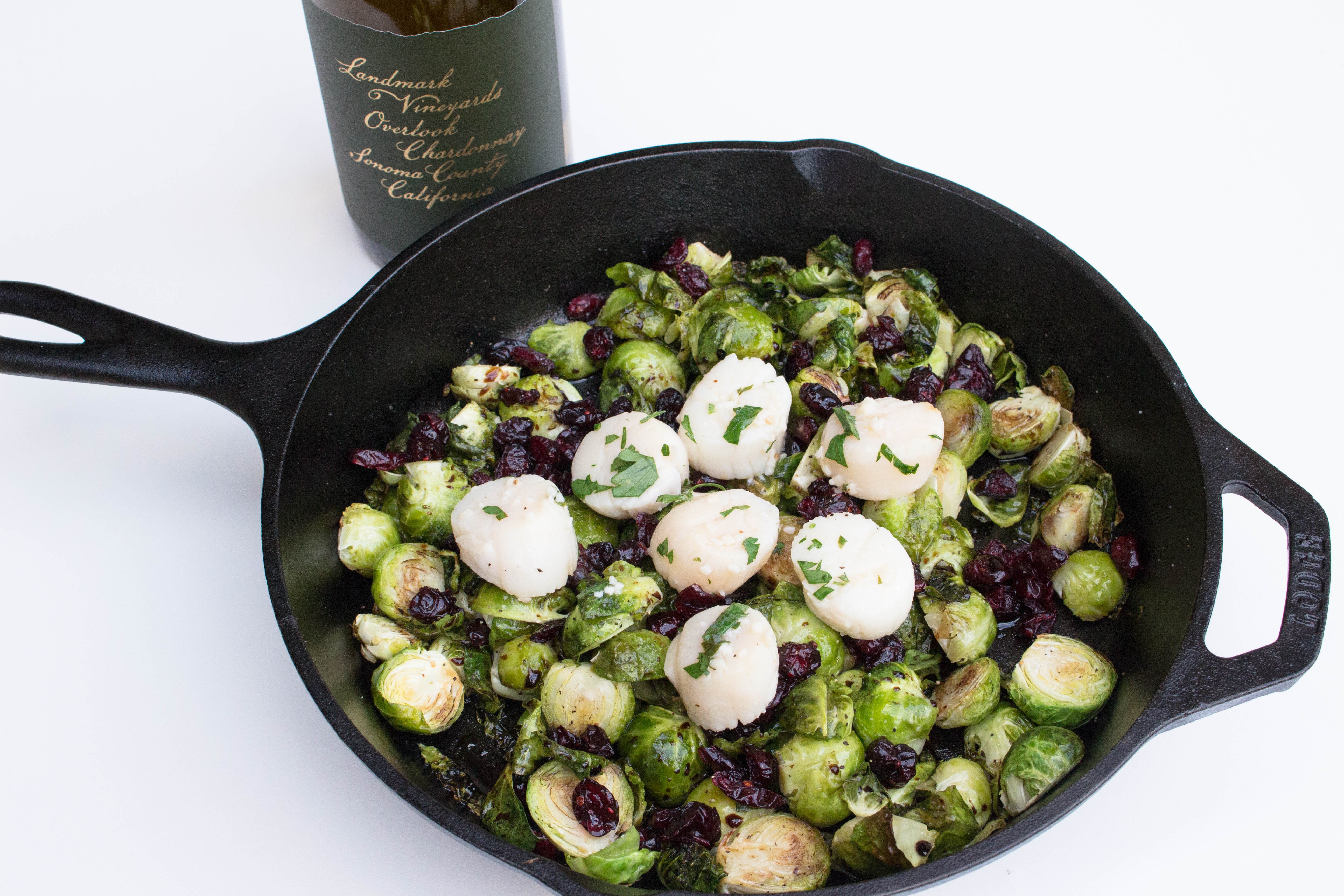 Lemon Butter Scallops & Brussels Paired w/ Landmark Chardonnay - Delicious recipe found on krollskorner.com