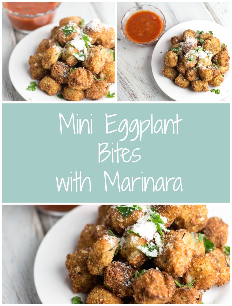 Mini Eggplant Bites w/ Marinara - perfect last minute Super Bowl Appetizer! | Krollskorner.com