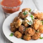 Mini Eggplant Bites w/ Marinara - perfect last minute Super Bowl Appetizer! | Krollskorner.com