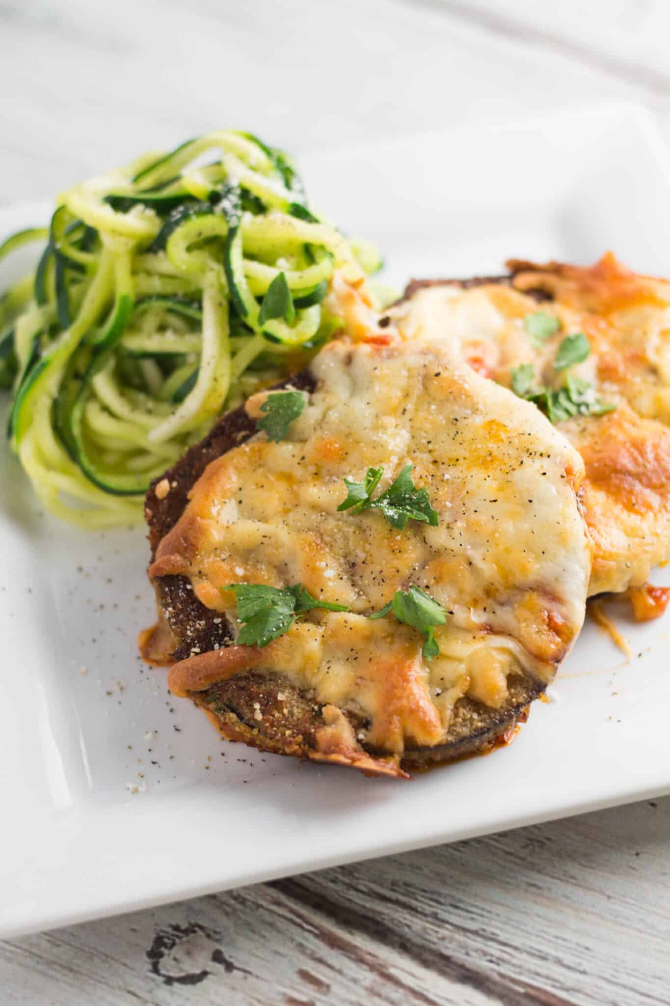 Low Carb Eggplant Parmesan with Zoodles • Kroll's Korner