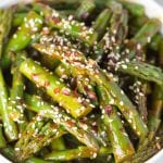 Asparagus with Spicy Gochujang Glaze...new tasty way to enjoy your Spring time veggies! Krollskorner.com