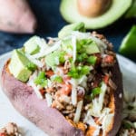 Avocado and Turkey Stuffed Sweet Potato - heart healthy meal that takes less than an hour to make! |Krollskorner.com