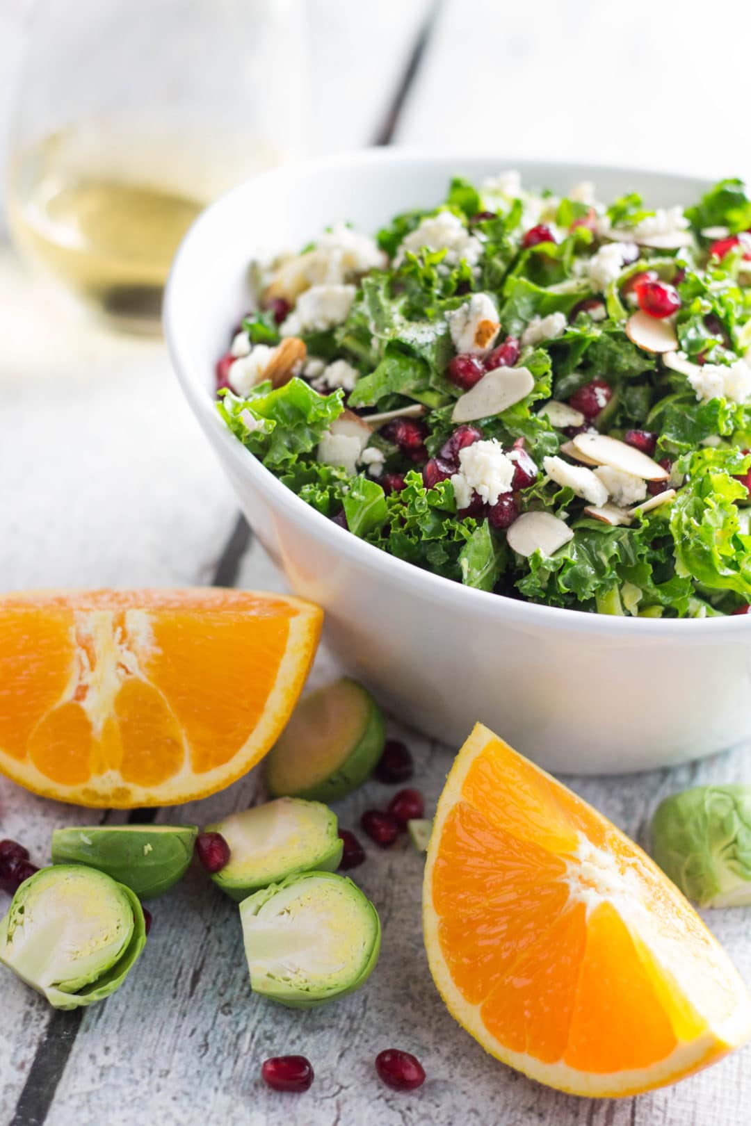 Kale and Brussels Sprouts Salad with CA Almonds! + GIVEAWAY!|Krollskorner.com
