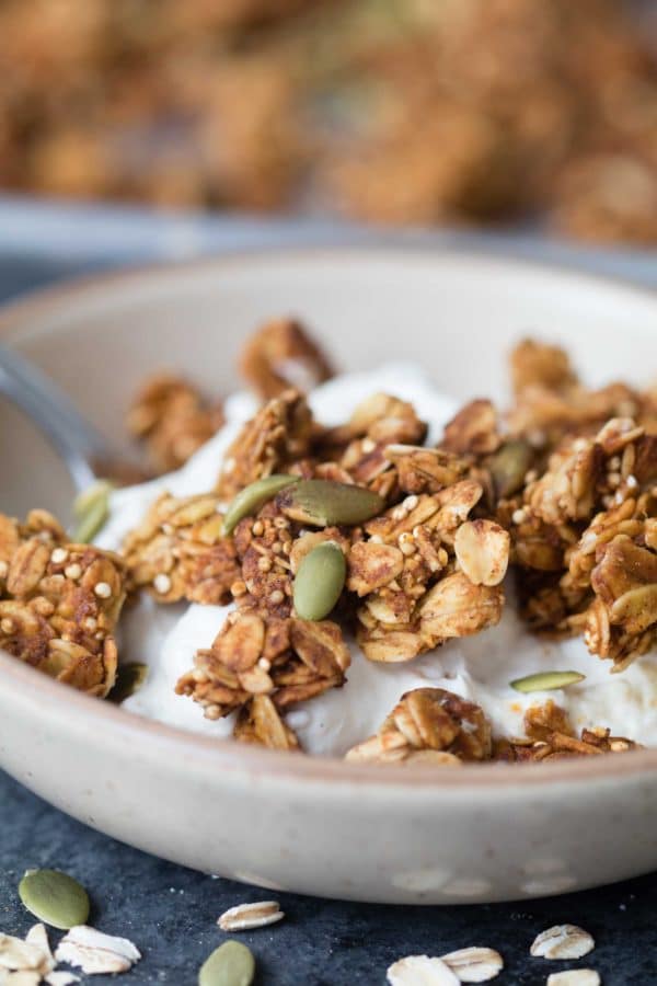 Pumpkin Season Is BACK! It is easy and fun to make homemade granola and you get to control the added sugars too! |Krollskorner.com