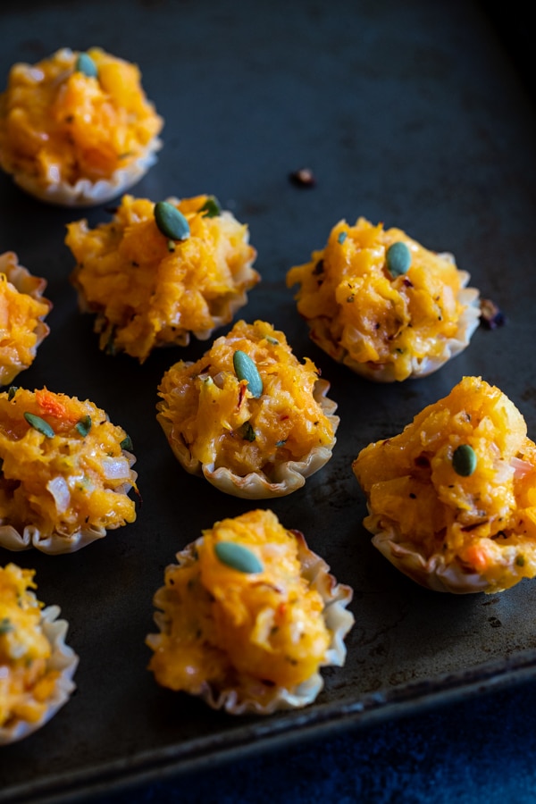 butternut squash in a mini phyllo shell