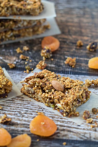 Easy, to-go breakfast bars are a must this time of year. These bars are high in protein and in fiber so they are a perfect way to kick start your day for sustained energy! Krollskorner.com