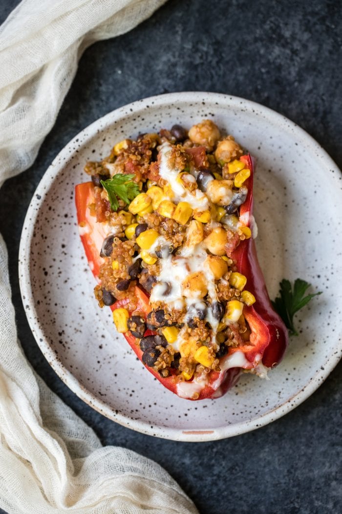 Spicy Vegetarian Quinoa Stuffed Bell Peppers Kroll S Korner