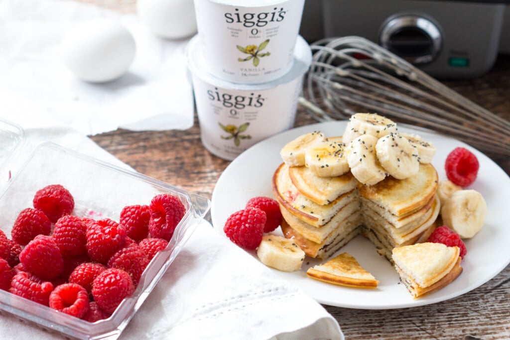 pancakes on a white plate