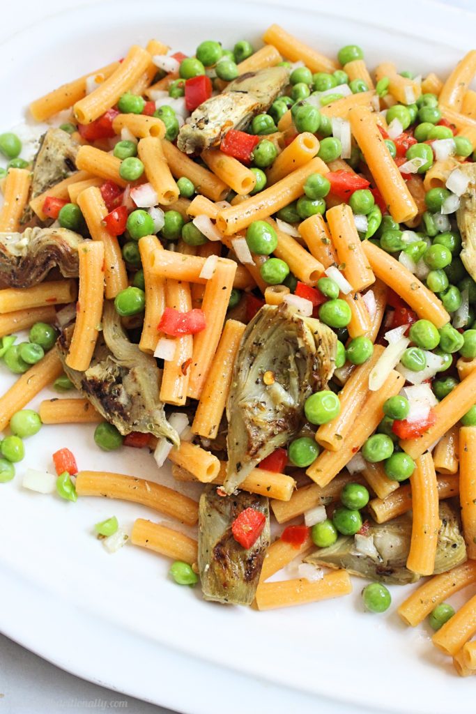 spring pasta salad with veggies