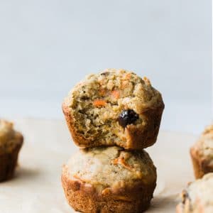 banana carrot muffins on parchment paper