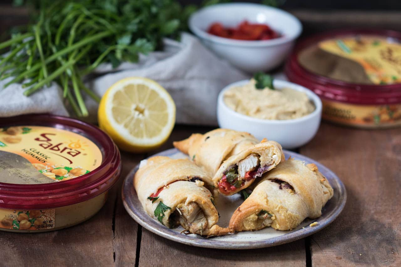 #AD Celebrate National Hummus Day May 13th with this easy Crescent Wrapped Mediterranean Chicken appetizer! #Sponsored