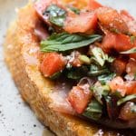 french toast topped with Prosciutto Bruschetta