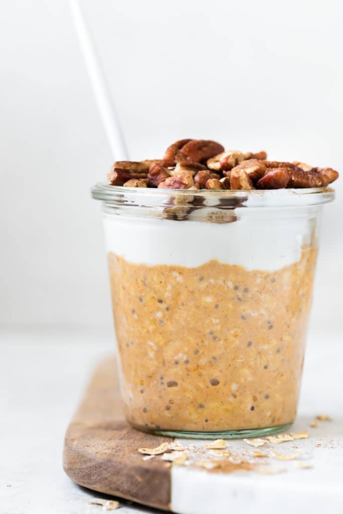 Pumpkin Pie Overnight Oats (Healthy & High Protein)