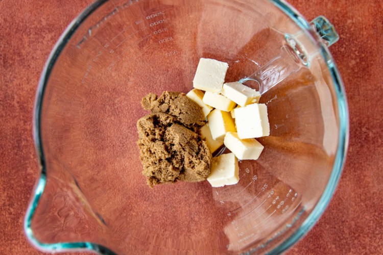 cubed butter added to cookie ingredients