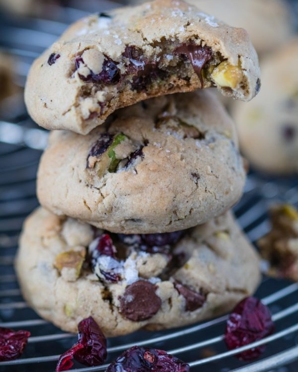 Chewy Pistachio Cranberry Cookies have just the right amount of saltiness and sweetness! |krollskorner.com