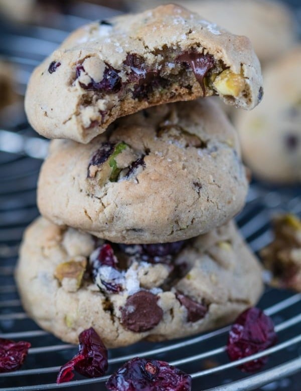 Chewy Pistachio Cranberry Cookies have just the right amount of saltiness and sweetness! |krollskorner.com