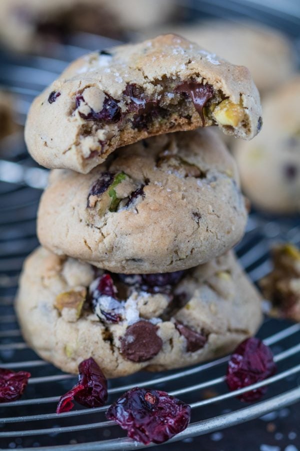 Chewy Pistachio Cranberry Cookies have just the right amount of saltiness and sweetness! |krollskorner.com