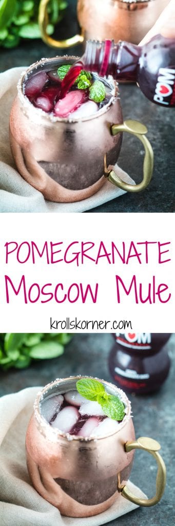 moscow mule made with pomegranate juice