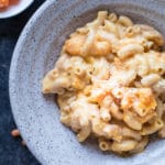 Mac and cheese made with butternut squash in a bowl