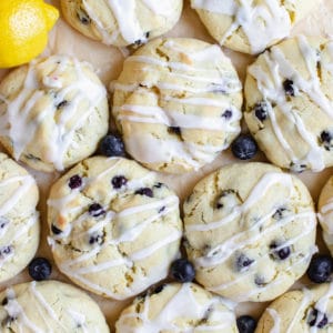 lemon blueberry cookies on parchment paper
