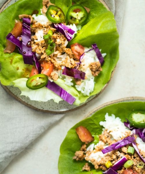 Asian Style Butter Lettuce Wraps are a great low carb weeknight dinner and full of flavor! Less than an hour to make too! Krollskorner.com