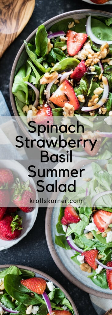 Strawberry Basil Salad - refreshing and perfect for Summer! krollskorner.com