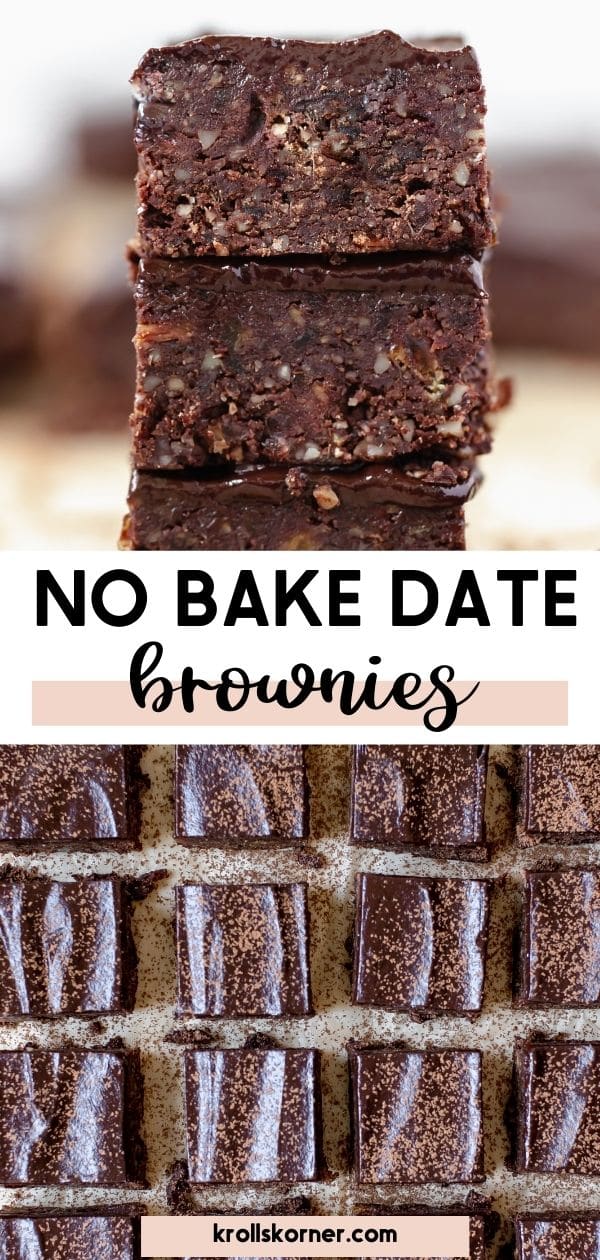 No Bake Date Brownies (df, gf, vegan option)- Kroll's Korner