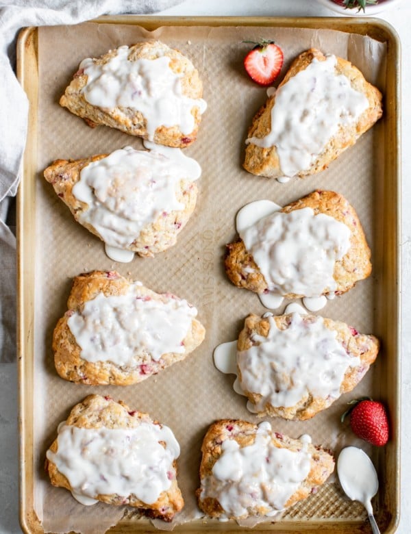 scones on a baking sheet lined with parchment paper