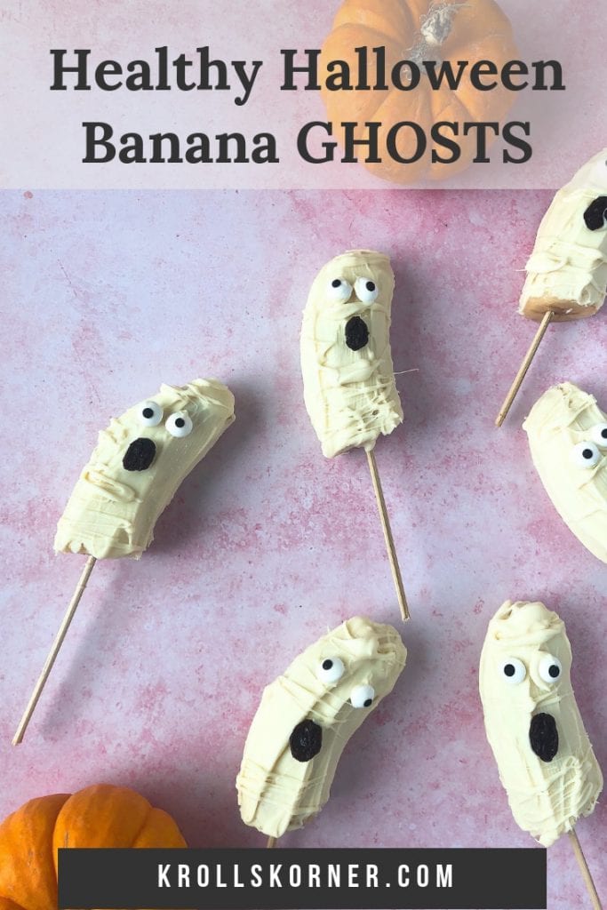 Bananas covered in white chocolate made for a fun Halloween treat