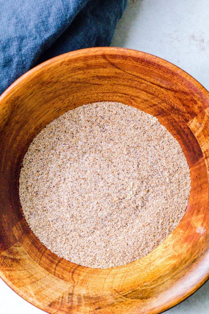 Homemade Chili Seasoning in a wood bowl 