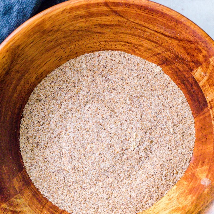 Homemade Chili Seasoning in a wood bowl