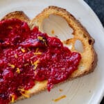 cranberry chia jam on toast