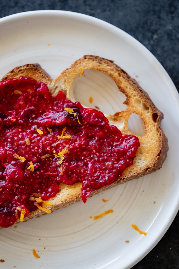 cranberry chia jam on toast