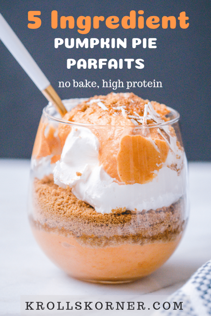 pumpkin parfait in a stemless wine glass