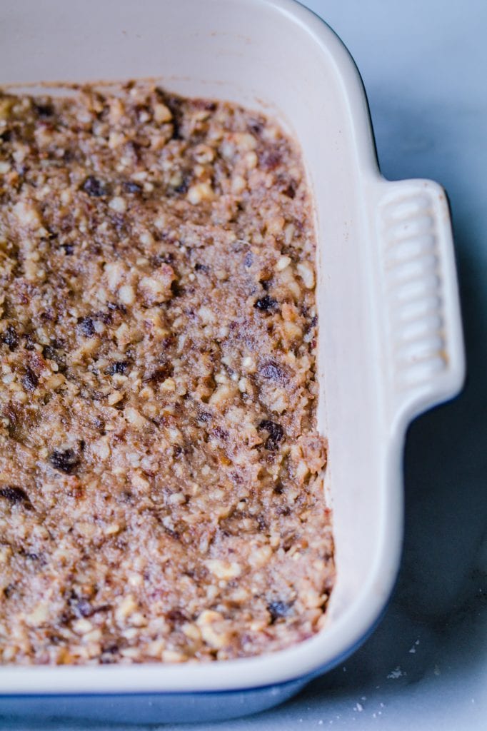 crust for pumpkin pie bars pressed into an 8x8 baking dish