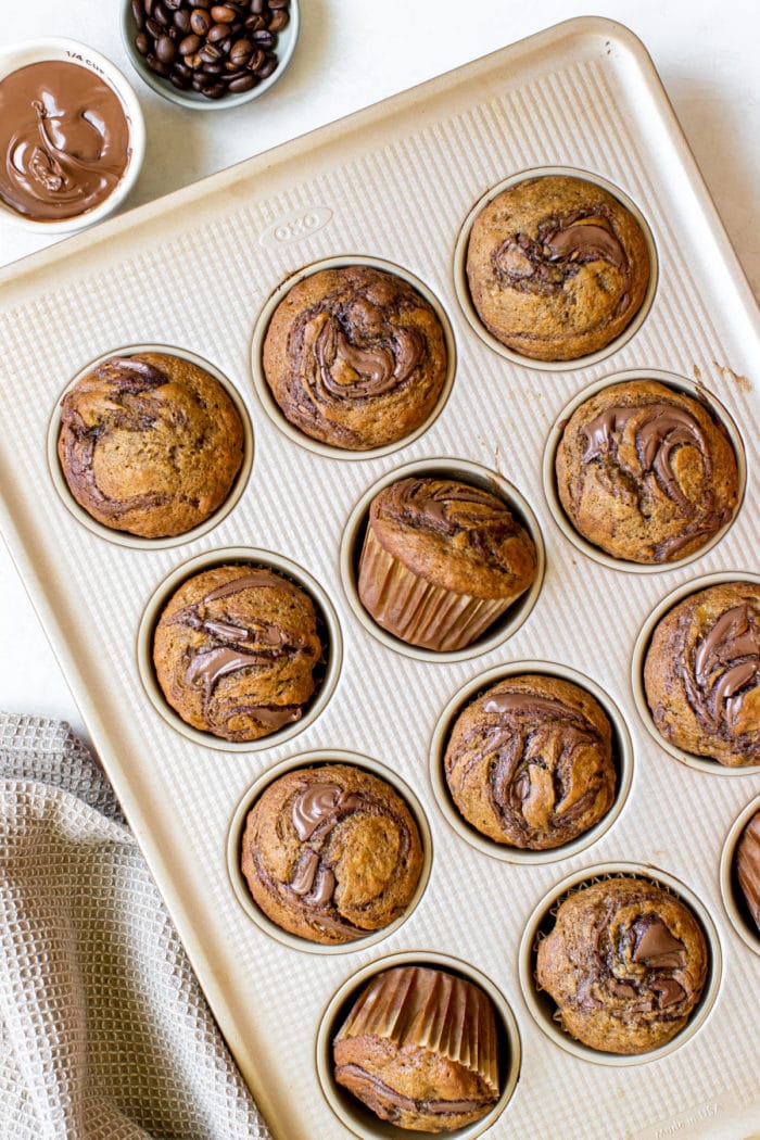 muffins with nutella swirled on top