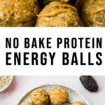 energy balls made with chia seeds and nut butter on a white plate