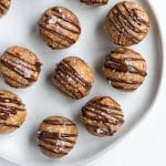 energy balls drizzled with chocolate and flaky sea salt