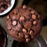 jumbo chocolate muffins in a muffin tin