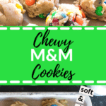 m&m cookie dough on a baking sheet