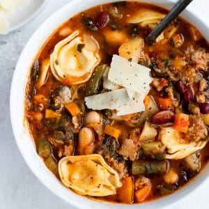 Minestrone soup in a bowl