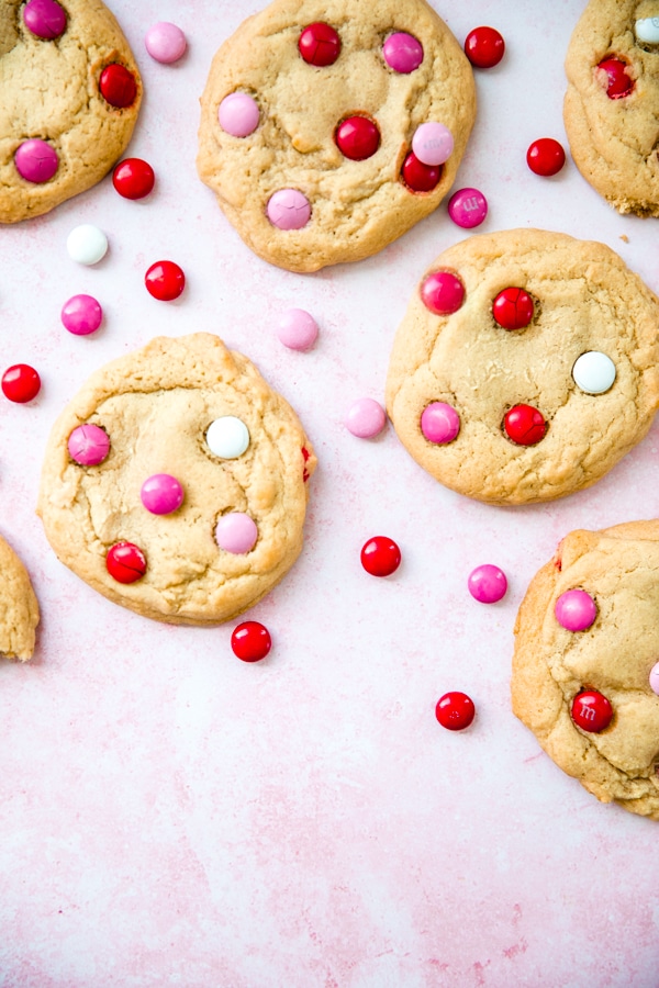 Giant Valentine's Day M&M Cookies